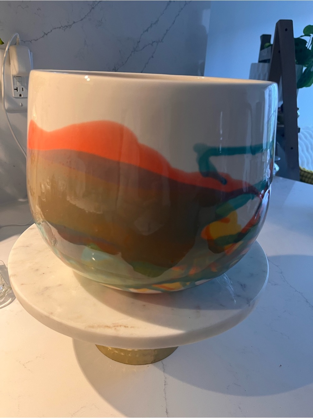 Hand-Painted Ceramic Planter - Multi-Color - Picture 3 of 4